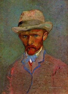 ヴィンセント・ヴァン・ゴッホ Painting - 灰色のフェルト帽子をかぶった自画像 1887年 フィンセント・ファン・ゴッホ